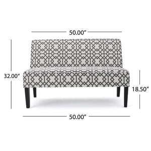 English Elm 50'' Geometric Gray Polyester Loveseat with Matte Black Legs for Modern Living N771P376540S