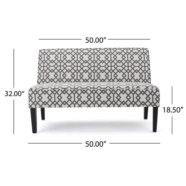 English Elm 50'' Geometric Gray Polyester Loveseat with Matte Black Legs for Modern Living N771P376540S