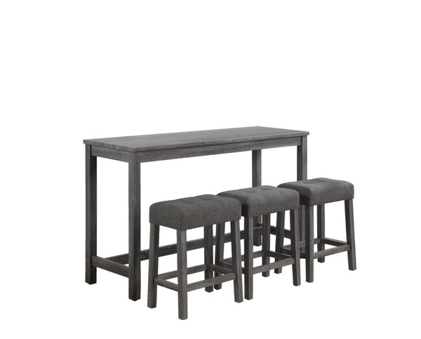 English Elm Orietta Wood Grain Pub Table Set with Tufted Linen Stools for Kitchen Dining B2749P413178