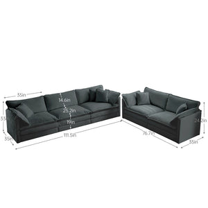 English Elm Sofa Set Of 2 Modern Chenille Couch, Deep Seat Comfort For Versatile Living Room Layouts, Gray W714S00994-GIGA