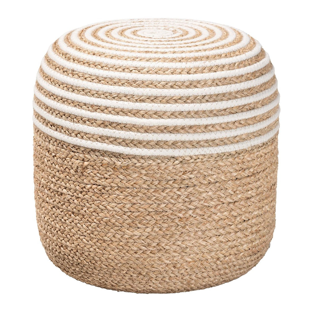 English Elm Modern Seagrass Woven Footstool Handcrafted Water Hyacinth Boho Living Room Accent B2750P420395