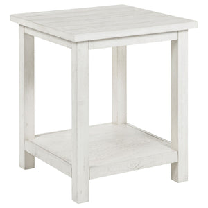 English Elm Castleton Farmhouse Distressed White Coffee and End Table Set with Open Shelving B062S01641