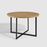 42" Metal and Wood Modern Round Dining Table Coastal Oak, Black CNRD1DCO Walker Edison