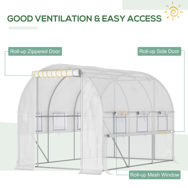 English Elm Outsunny Walk-in Tunnel Greenhouse Steel Frame Anti-tear Pe Cover Ventilated Garden W2225P217792