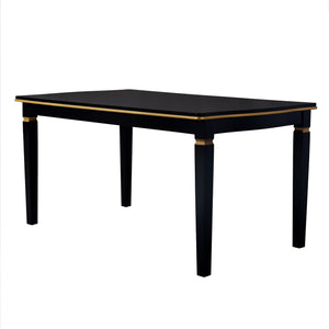 English Elm 6-Piece Kitchen Dining Set with 60" Rectangular Table, Tufted High-Back Chairs & Bench, Durable Wood Black N752S001080B