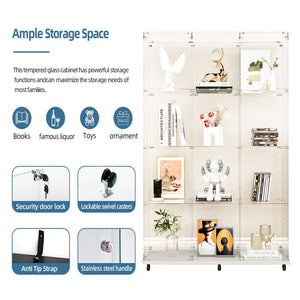 English Elm Tempered Glass Display Cabinet With Bluetooth Led Lights - Secure Storage For Wine, Files & Décor W3155S00014-GIGA