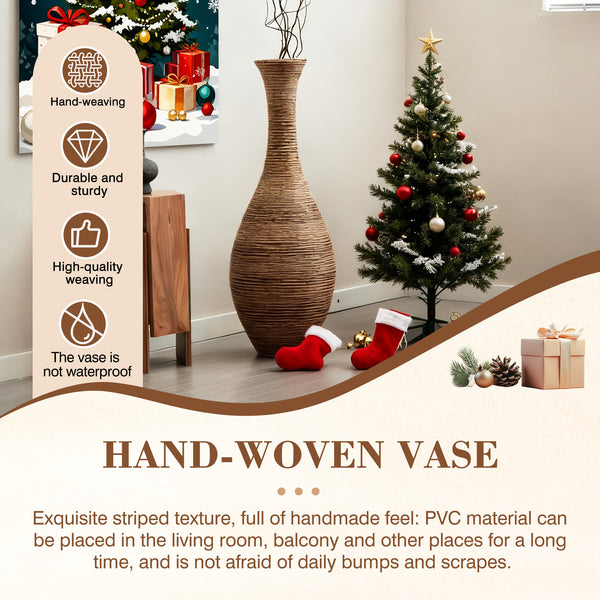 English Elm 39-inch Tall Artificial Rattan Floor Vase with Modern Beige Finish, 37.75" Sturdy Statement Accent for Living Room39-inch Tall Artificial Rattan Floor Vase with Modern Beige Finish, 37.75" Sturdy Statement Accent for Living Room Beige+Grey W2796P193944