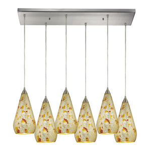 Curvalo 9'' Wide 6-Light Mini Pendant - Satin Nickel 546-6RC-SLVM-CRC Elk Lighting