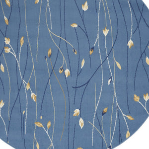 Homeroots 5' Blue And Beige Round Floral Vines Power Loom Area Rug  Polypropylene 546033