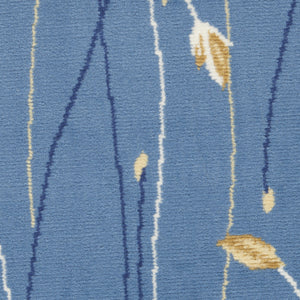 Homeroots 5' Blue And Beige Round Floral Vines Power Loom Area Rug  Polypropylene 546033