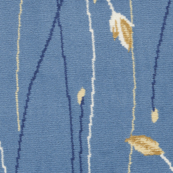 Homeroots 5' Blue And Beige Round Floral Vines Power Loom Area Rug  Polypropylene 546033