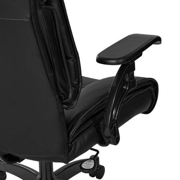 OSP Home Furnishings Leather Executive Conference Chair with Lumbar Support Pillow Top Seat and Ergonomic Arms Black 9333E-EC3