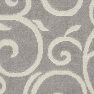 Homeroots 5' Gray And Ivory Round Floral Vines Power Loom Area Rug  Polypropylene 546057