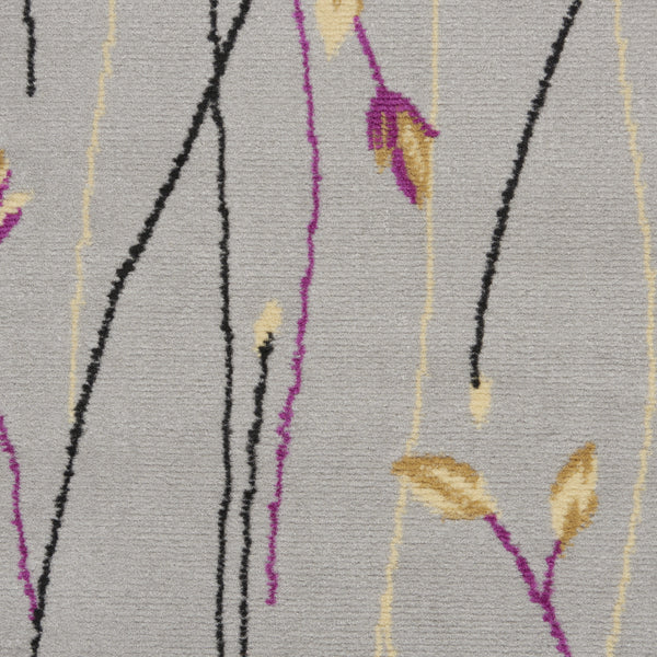 Homeroots 5' Gray And Pink Round Floral Vines Power Loom Area Rug  Polypropylene 546058