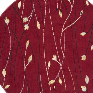 Homeroots 5' Red Black And Ivory Round Floral Vines Power Loom Area Rug  Polypropylene 546079