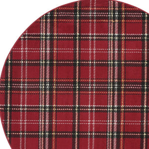 Homeroots 5' Red And Black Round Plaid Power Loom Area Rug  Polypropylene 546083