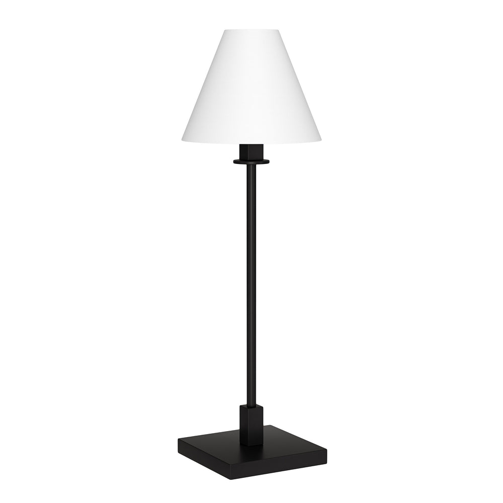 Homeroots 28" Black Metal Candlestick Table Lamp With White Cone Shade   546098