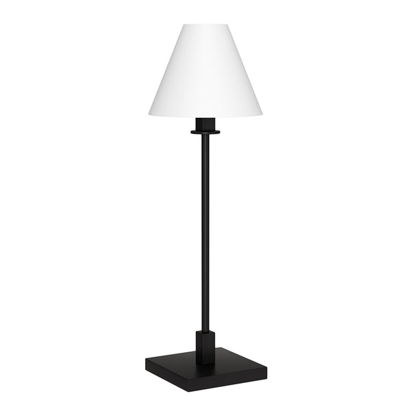 Homeroots 28" Black Metal Candlestick Table Lamp With White Cone Shade   546098