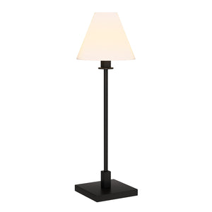 Homeroots 28" Black Metal Candlestick Table Lamp With White Cone Shade   546098