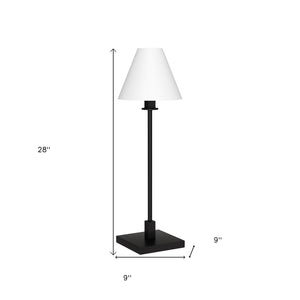 Homeroots 28" Black Metal Candlestick Table Lamp With White Cone Shade   546098