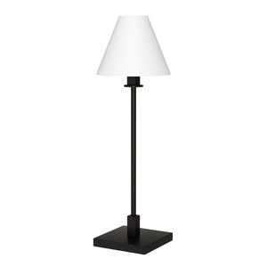 Homeroots 28" Black Metal Candlestick Table Lamp With White Cone Shade   546098