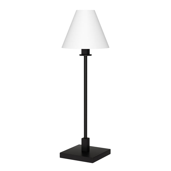 Homeroots 28" Black Metal Candlestick Table Lamp With White Cone Shade   546098