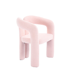 English Elm Contemporary Velvet Upholstered Barrel Accent Chair with Curved Support, Foam Seat, Steel Frame Finish Pink W395P224758