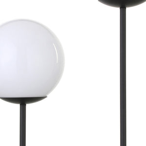 Homeroots 28" Black Metal Two Light Novelty Globe Table Lamp With White Globe Shade   546102