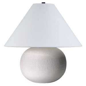 Homeroots 18" Off White Ceramic Round Table Lamp With White Cone Shade   546110