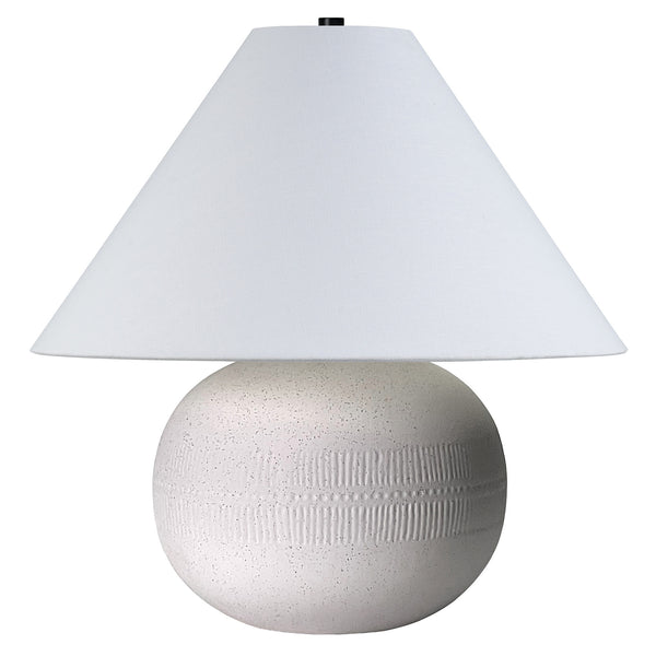 Homeroots 18" Off White Ceramic Round Table Lamp With White Cone Shade   546110