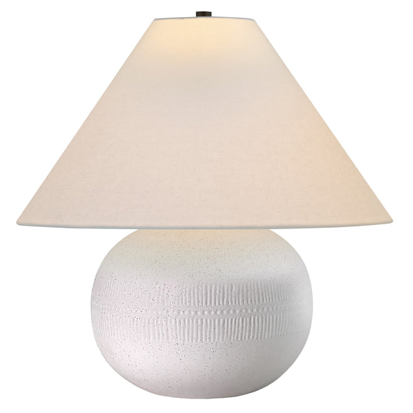 Homeroots 18" Off White Ceramic Round Table Lamp With White Cone Shade   546110