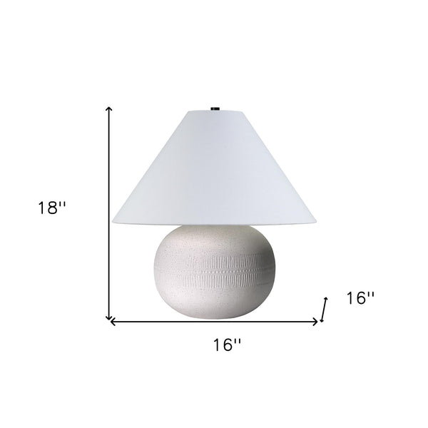 Homeroots 18" Off White Ceramic Round Table Lamp With White Cone Shade   546110