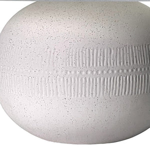 Homeroots 18" Off White Ceramic Round Table Lamp With White Cone Shade   546110