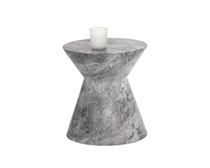 Sunpan Astley Round Concrete End Table – Bold Tapered Design for Indoor & Covered Outdoor Spaces Marble Look Grey