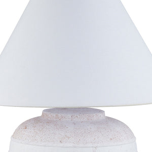 Homeroots 23" Red And White Ceramic Urn Table Lamp With White Cone Shade   546121