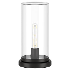 Homeroots 13" Black Metal Table Lamp With Clear Cylinder Shade   546134