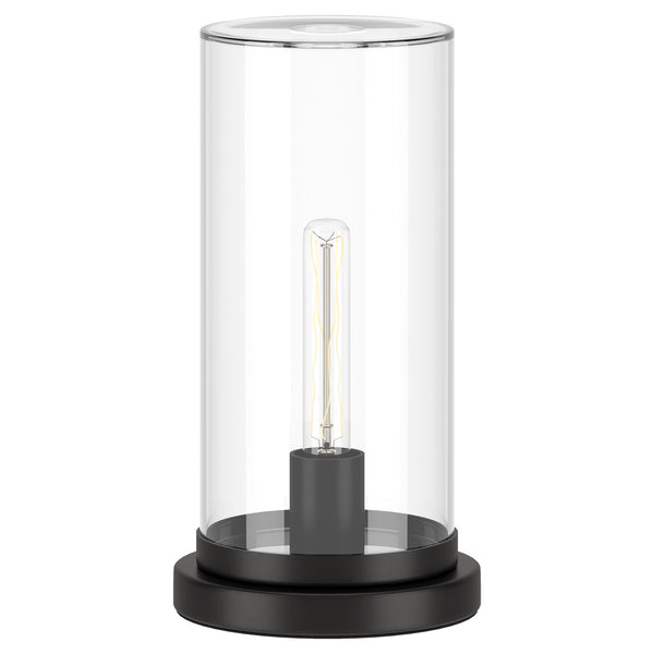 Homeroots 13" Black Metal Table Lamp With Clear Cylinder Shade   546134