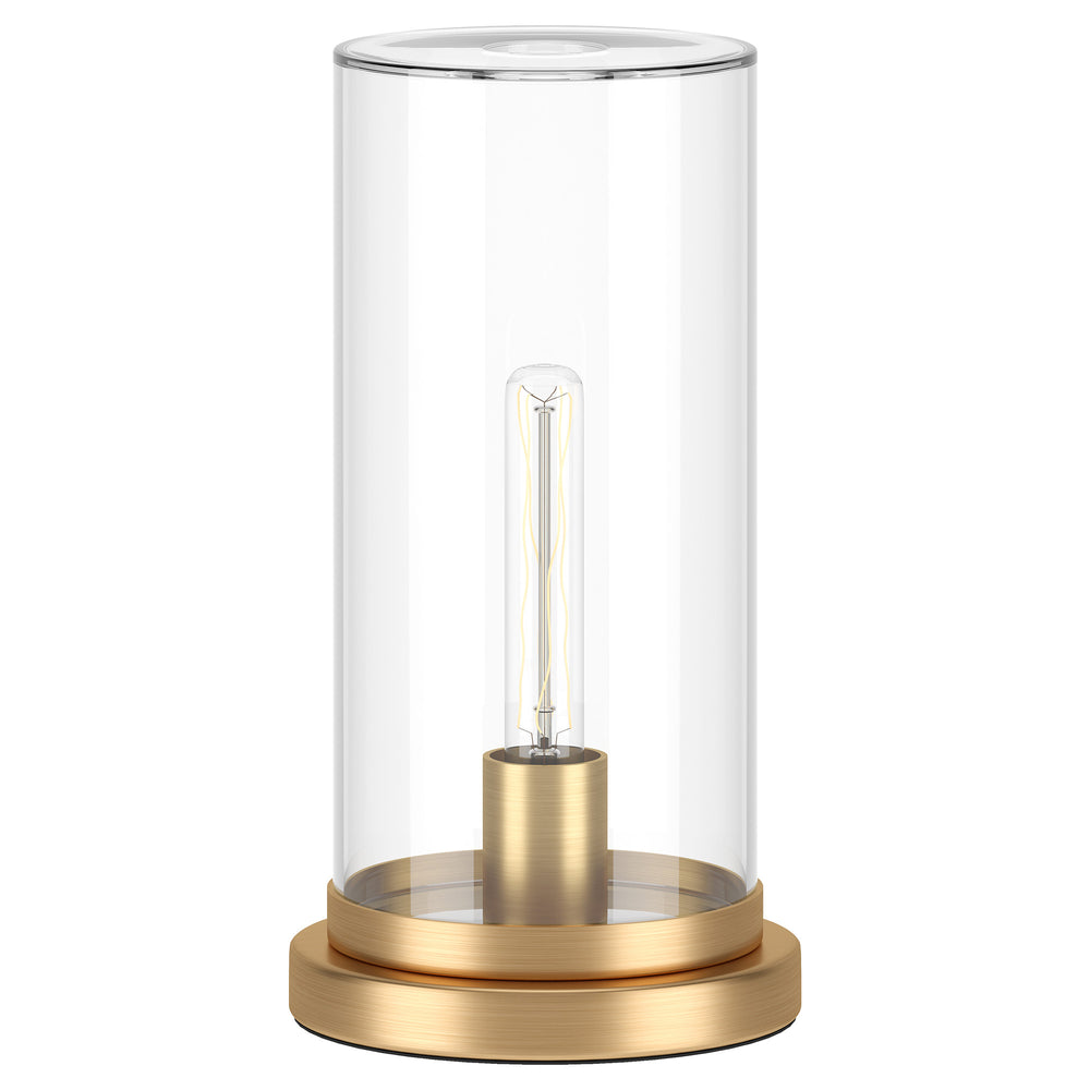 Homeroots 13" Brass Metal Table Lamp With Clear Cylinder Shade   546135