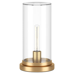 Homeroots 13" Brass Metal Table Lamp With Clear Cylinder Shade   546135