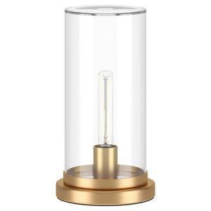 Homeroots 13" Brass Metal Table Lamp With Clear Cylinder Shade   546135