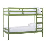 Simple Solid Wood Twin Over Twin Bunk Bed Olive Green SOPB3HOGWP Walker Edison