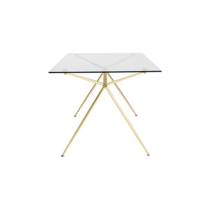 Homeroots 60" Stylish Clear Glass And Gold Steel Dining Table - Modern Elegance For Entertaining And Dining   546175
