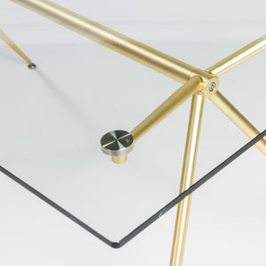 Homeroots 60" Stylish Clear Glass And Gold Steel Dining Table - Modern Elegance For Entertaining And Dining   546175