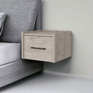 Homeroots 10" Gray One Drawer Faux Wood Floating Nightstand   546178