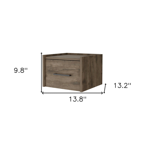 Homeroots 10" Brown One Drawer Faux Wood Floating Nightstand   546179