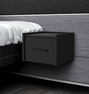 Homeroots 10" Black One Drawer Faux Wood Floating Nightstand   546180
