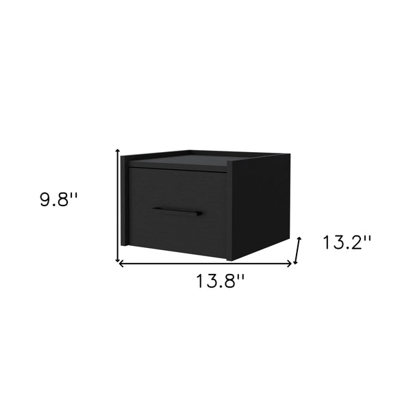 Homeroots 10" Black One Drawer Faux Wood Floating Nightstand   546180