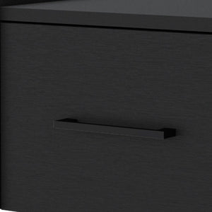 Homeroots 10" Black One Drawer Faux Wood Floating Nightstand   546180