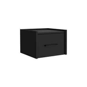 Homeroots 10" Black One Drawer Faux Wood Floating Nightstand   546180