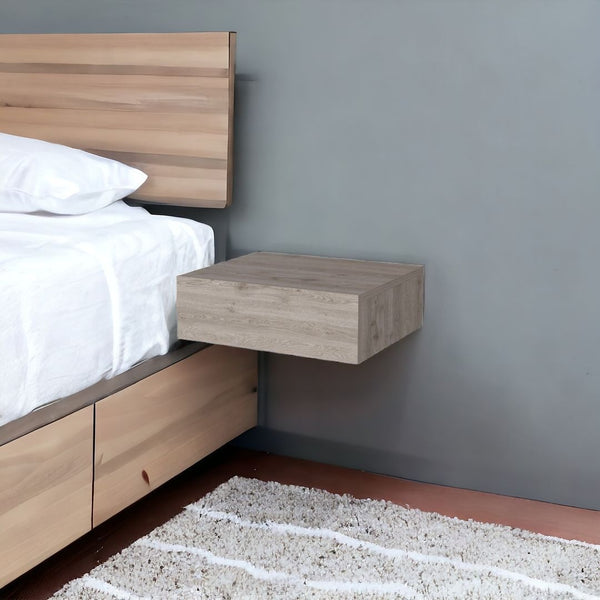 Homeroots 5" Gray One Drawer Faux Wood Floating Nightstand   546183